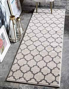 Unique Loom Trellis Collection Area Rug - Philadelphia (2' 7" x 19' 8" Runner Beige and Gray/Gray)