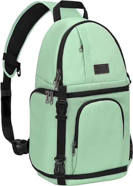 MOSISO Camera Sling Bag, DSLR/SLR/Mirrorless Camera Case Shockproof Photography Camera Backpack with Tripod Holder & Removable Modular Inserts Compatible with Canon/Nikon/Sony/Fuji, Mint Green