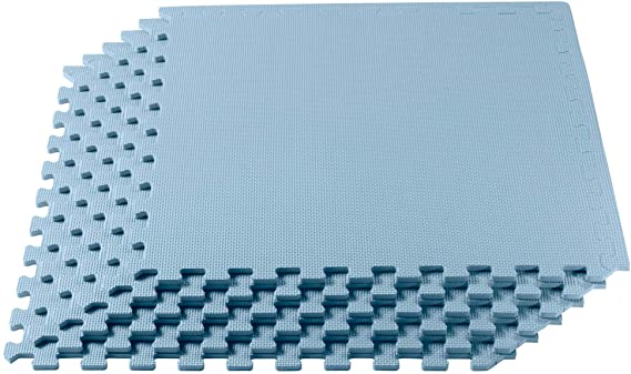 We Sell Mats 3/8 Inch Thick Multipurpose Exercise Floor Mat with EVA Foam, Interlocking Tiles, Anti-Fatigue for Home or Gym, 24 in x 24 in