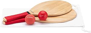 Navaris Beach Tennis Set inkl. Bälle - Beachtennis Spiel Zwei hochwertige Matkot Schläger aus Holz - Frescobol Paddle - Beachball Holzschläger