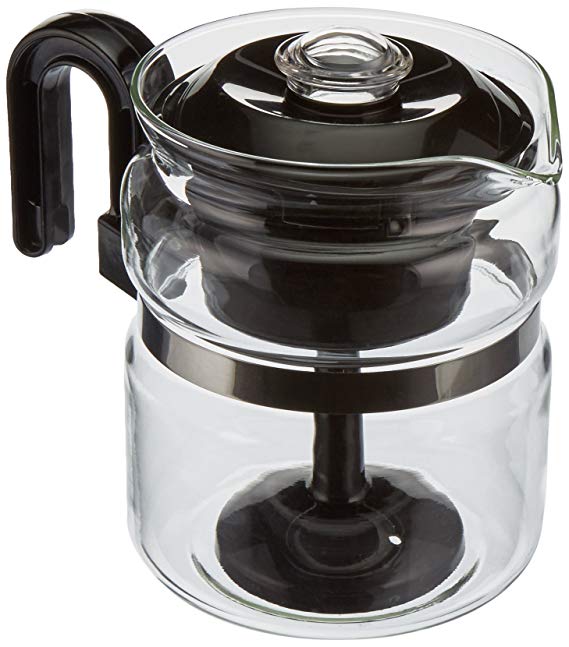 Euro-Ware Perco Mate 8 Cup Glass Coffee/Hot Beverage Percolator with Metal Trivet, Clear
