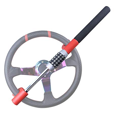 OKLEAD Universal Keyless Steering Wheel Lock 5 Password Coded Twin Hook Lock