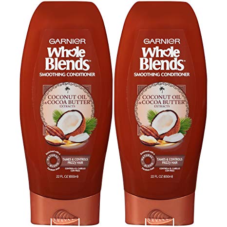 Garnier Hair Care Whole Blends Smoothing Conditioner with Coconut Oil & Cocoa Butter Extracts for Frizz, 2 Count