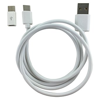Finov 1M USB-C to USB-A Male USB3.1 Charging Cable and USB-C to Micro USB Adapter Connector Set of 2 (White)