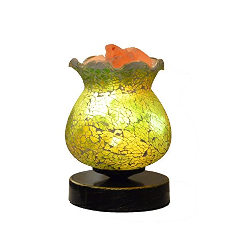 Maymii•Home Handmade Lampwork Glass Baroque Vintage Black Gold Metal Base Natural Hand Carved Himalayan Pink Salt Rock Crystal Lamp Lamps Nightlight, UL Listed Control, 2 Bulbs, UL-Listed Cord & Bulb…