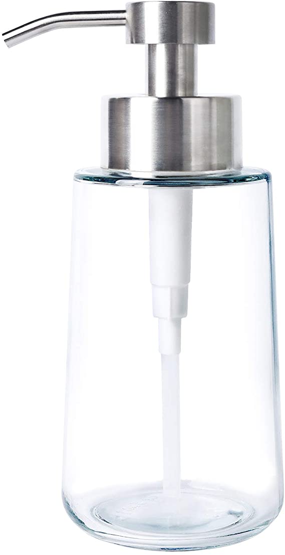 Topsky Soap Dispenser, Glass Lotion Dispenser Clear Bottle and Stainless Steel Soap Dispenser Replacement Pump for Essential Oils,Lotions-17oz/500ml