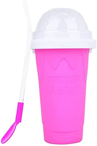 Slushy Maker Ice Cup, TIK TOK Famous Magic Cup, Travel Portable Double Layer Silica Cup Pinch Cup Hot Summer Cooler Smoothie Silicon Cup Pinch into Ice Children's Adult Slushy Ice Cup (Pink)