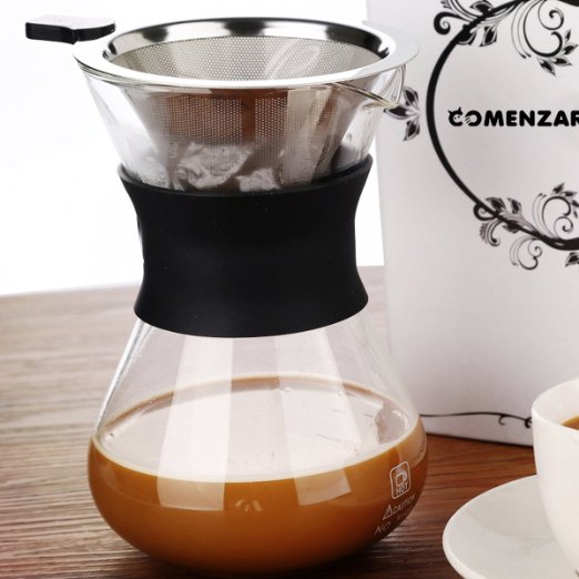 Clever Coffee Dripper Pure Over Coffee Maker Permanent Reusable Stainless Steel Coffee Filter Brewer Pyrex Glass Paperless Cone Coffee 3 Cup -Comenzar