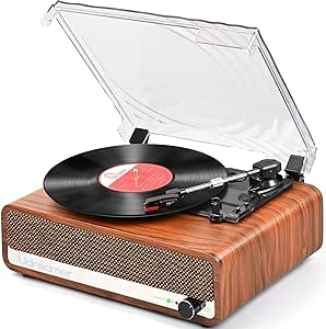 Vinyl Record Player with Upgraded Speakers Needle Pressure Adjustment,Vintage Turntable for Vinyl Records,Portable Vinyl LP Player with 3 Input,RCA Output and Headphone Jack