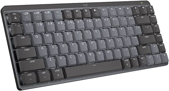 Logitech MX Mechanical Mini for Mac Wireless Illuminated Keyboard, Low-Profile Performance Switches, Tactile Quiet Keys, Backlit, Bluetooth, USB-C, Apple, iPad, QWERTY UK English - Space Grey