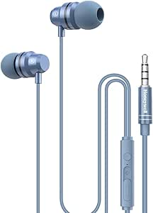 Honeywell Moxie V50 Wired Earphones with Built in Mic, 10mm*2 Drivers, Passive Noise Cancellation, Deep Bass & Clear Sound, Ultra HD Mic Quality, 3.5mm AUX, Voice Assistant Enabled, 1.2 Mtr