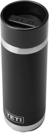 YETI Rambler 18 oz Bottle, Stainless Steel, Vacuum Insulated, with Hot Shot Cap, Black