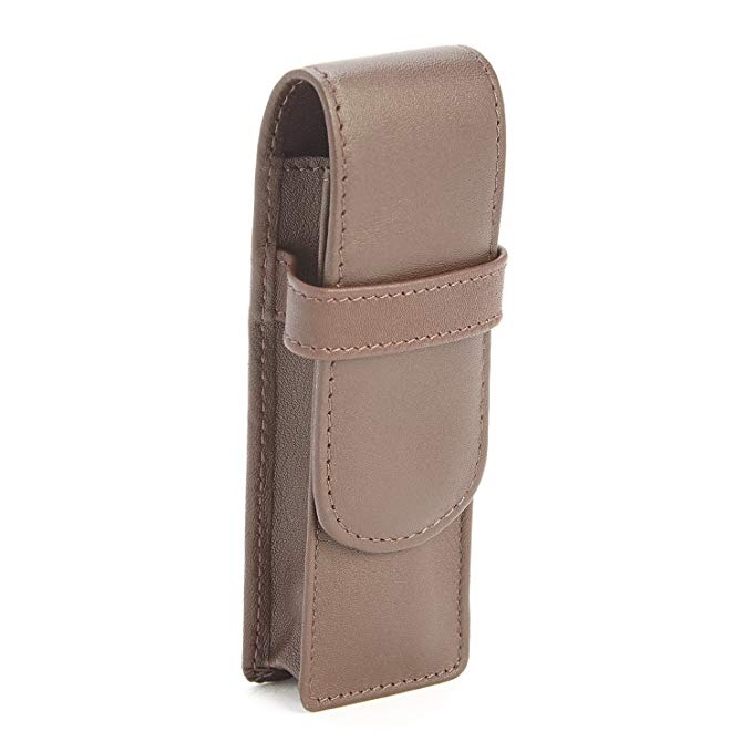 Royce Leather Genuine Leather Double Pen Case Holder (Coco)