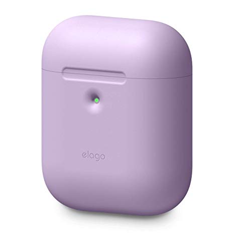 elago AirPods 2 Silicone Case [Front LED Visible] Supports Wireless Charging, Extra Protection, 2019 Latest Model - for AirPods 2 Wireless Charging Case (Lavender)