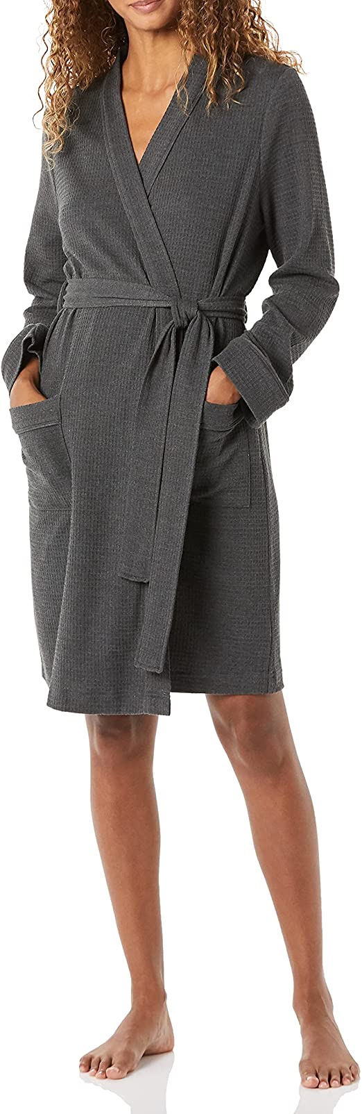 Amazon Essentials Women's Lightweight Waffle Mid-Length Robe