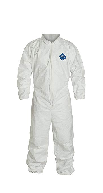DuPont Tyvek 400 TY125S Protective Coverall, Disposable, Elastic Cuff, X-Large, White, (RetailPack of 1)