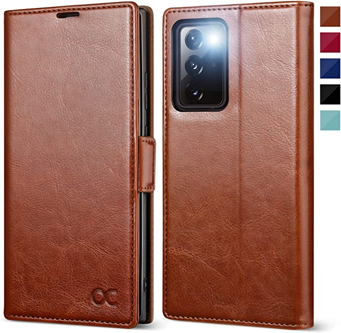 OCASE Case for Galaxy Note 20 Ultra, PU Leather Wallet Case with [Card Holder] [RFID Blocking] [Kickstand Function] Flip Phone Cover Compatible for Samsung Galaxy Note20 Ultra 5G 6.9 Inch (Brown)