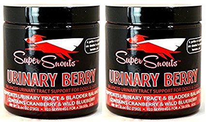(2 Pack) Super Snouts URINARY BERRY Urinary Tract Support 2.64oz Jar w/Scoop