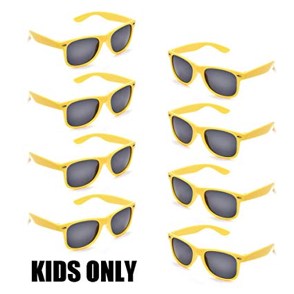 Neon Colors Party Favor Supplies Unisex Sunglasses Pack of 8 for Kids (8 Pack Yellow)