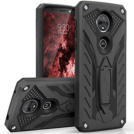 Zizo STATIC Series compatible with Motorola moto e5 Supra Case Military Grade Drop Tested with Built In Kickstand moto e5 Plus Case BLACK