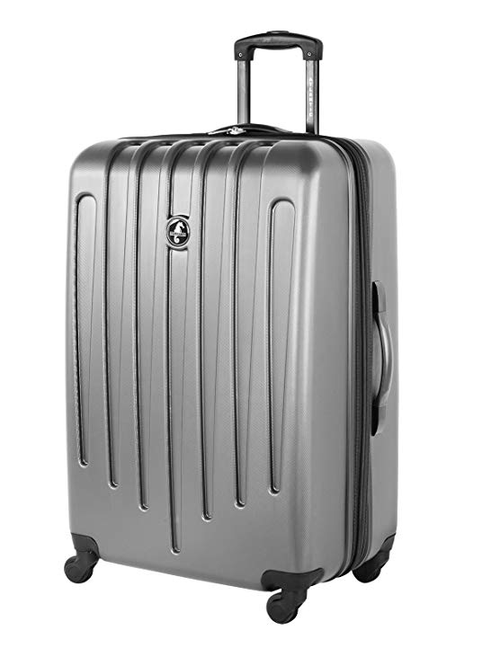 Atlantic Aero Glide Large Checked Luggage - Hardside Expandable Spinner Luggage 28-Inch, Silver