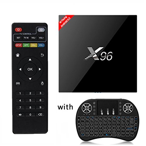 Aoxun Smart TV Box Android 6.0 Case S905X Quad-core X96 2G   16GB with a Wireless Keyboard wifi smart set-top boxes 64 Bits and True 4K Playing