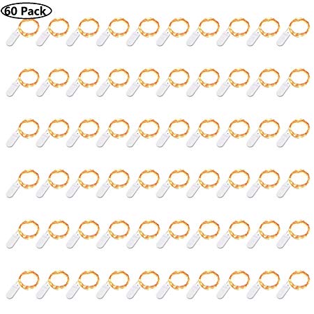 Engilen Fairy Lights 60 Pack 7.2 Feet 20 LED Copper Wire String Lights Decorative Lights Battery Operated, Warm White