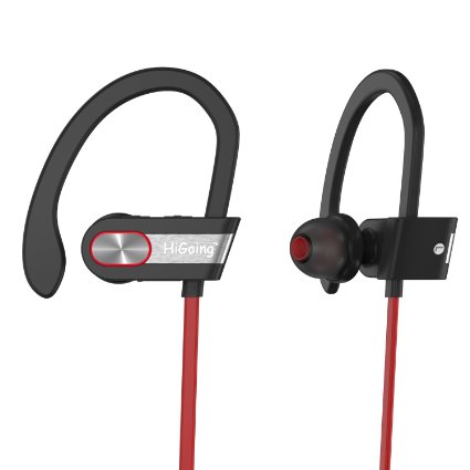 Bluetooth Sports Headphones, HiGoing Wireless Stereo Workout Headsets With Build-in Mic, IPX4 Waterproof IN-Ear Running Earphone With Soft Earhook Red/Gray