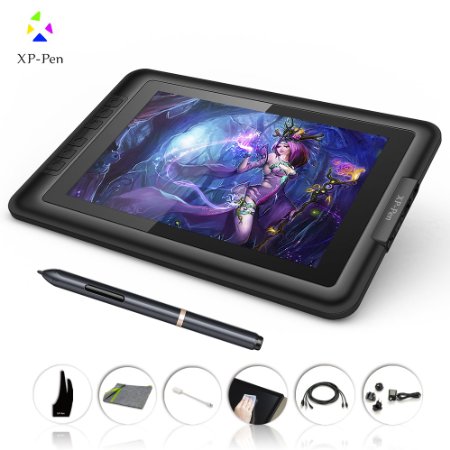 XP-Pen Artist10S 10.1” IPS Graphics Drawing Monitor Pen Monitor Pen Display with Clean Kit and Drawing Glove (Black)