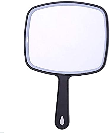 XPXKJ Handheld Mirror with Handle, for Vanity Makeup Home Salon Travel Use (Quadrilateral, Black)