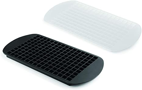 HIC Harold Import Co. Kitchen Mini Ice Cube Trays, Silicone, Each Tray Makes 160 Mini Ice Cubes, Set of 2, Black/White