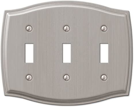 3 Toggle Switch Wall Plate Cover - Brushed Nickel