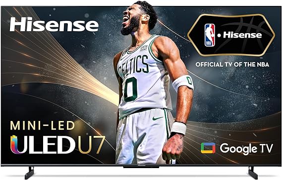 Hisense 85-Inch Class U7 Series ULED Mini-LED Google Smart TV (85U7K, 2023 Model) - QLED, Native 144Hz, 1000-Nit, Dolby Vision IQ, Full Array Local Dimming, Game Mode Pro, Compatible with Alexa