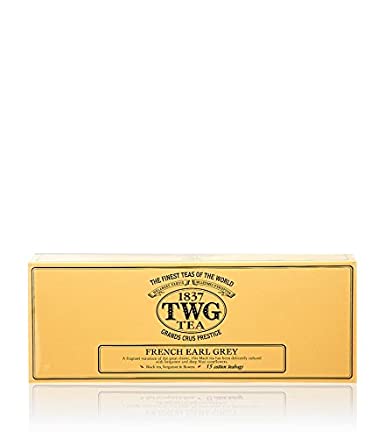 TWG Tea 1837. French Earl Grey, 15 count Hand Sewn Cotton Teabags, (1 Pack).