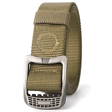 JASGOOD Survival Military Canvas Nylon Belts For Men Tactical Outdoor Belt with Metal Buckle