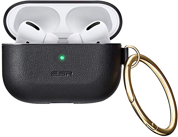 ESR Protective Cover for AirPods Pro (2019 Release), Metro Light AirPods Carrying Case with Keychain & Keyring, Shock-Resistant, Visible Front LED, Black