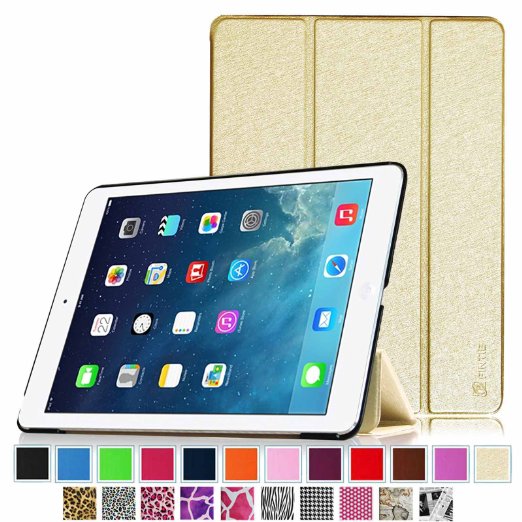 Fintie SmartShell Case for Apple iPad Air iPad 5th Gen 2013 Model Ultra Slim Lightweight Stand with Smart Cover Auto Wake  Sleep Gold