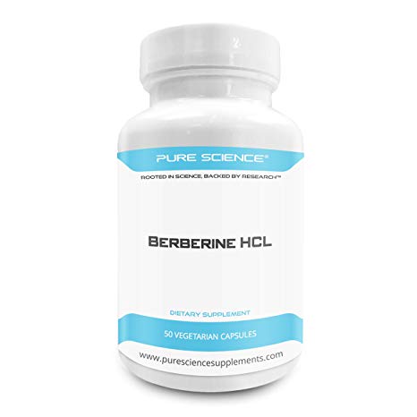 Pure Science Berberine HCL 500 mg – Immunity Booster, Regulates Cholesterol Levels, Promotes Metabolism and Brain Function – 50 Vegetarian Capsules