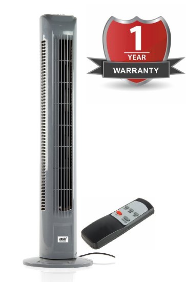 ANSIO Light Weight Oscillating Slim Tower Fan with Remote Control and 3-Speed 3-Wind Mode with Long 1.8 m Cable, 29-Inch, Grey