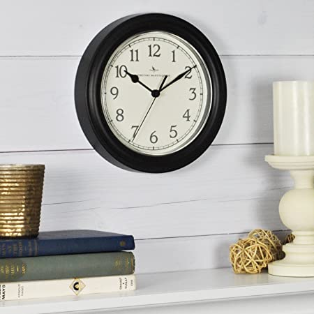 FirsTime & Co. Black Essential Wall Clock, 8.5"