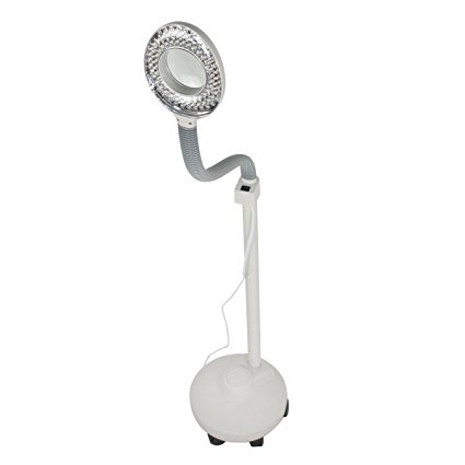Super Deal Pro Loupe Gooseneck 5x Diopter LED Magnifying Floor Stand Lamp, Magnifier Glass Len Facial Light, Salon Beauty Equipment (DT-787)