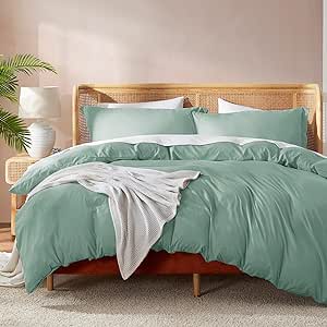 Nestl Twin Duvet Cover Set - Soft Double Brushed Sage Green Duvet Cover Twin/Twin XL, 2 Piece, with Button Closure, 1 Duvet Cover 68x90 inches and 1 Pillow Sham