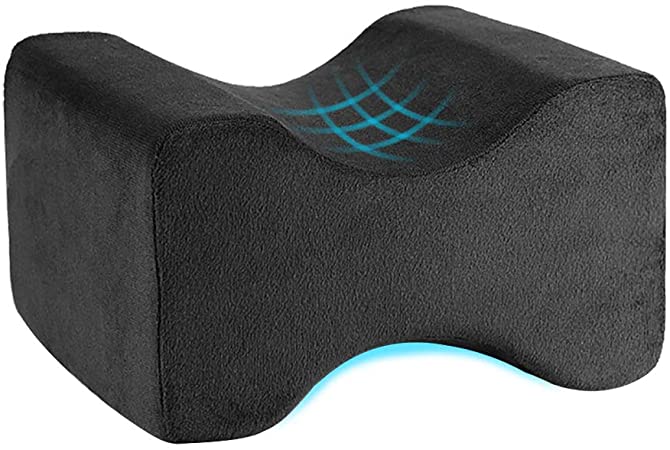 Awroutdoor Orthopedic Knee Pillow-Memory Foam Knee, Hip, Sciatica & Lower Back Pain Relief Cushion Provides Support & Comfort, Breathable, Between-The-Legs Pregnancy Sleep Contour Wedge -Black