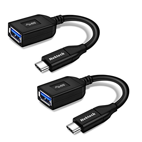 Nekteck USB-IF Certified(2-PACK) USB C TO USB 3.0 Adapter USB 3.1 (Gen1) Type C Male to USB3.0 A Female Cable Connector Support OTG Function, For Macbook Pro Samsung Galaxy Note 8 etc 0.15M/BLACK