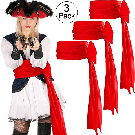 SATINIOR 3 Pieces Pirate Sash Halloween Belt Sash Medieval Sash, 118 Inch Long