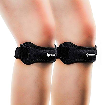 IPOW 2 Pack Knee Pain Relief & Patella Stabilizer Knee Strap Brace Support for Hiking, Soccer, Basketball, Running, Jumpers Knee, Tennis, Tendonitis, Volleyball & Squats