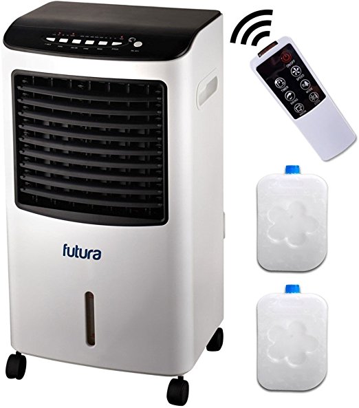 Large Portable Air Cooler for Home Remote Control & Timer, 4-in-1 System, Humidifier, Air Purifier & Ioniser, LED Display, Cooling Fan, 3 Speeds, 3 Wind Settings & Oscillation, Large 8 Litre Tank