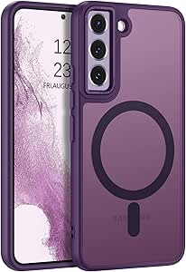 DUEDUE for Samsung Galaxy S22 Case Magnetic[Compatible with Magsafe], Translucent Matte Back Anti-Scratch Full Body Protective Cover Shockproof Phone Case for Galaxy S22 6.1", Deep Purple