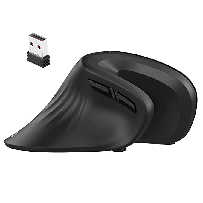 iClever Ergonomic Mouse, TM209G Wireless Vertical Mouse 6 Buttons Adjustable DPI with USB Computer Mouse, 2.4G Optical Wireless Mouse for Laptop/Mac/PC, Black