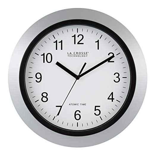 La Crosse Technology WT-3129S 12 Inch Atomic Analog Wall Clock-Silver, 12"